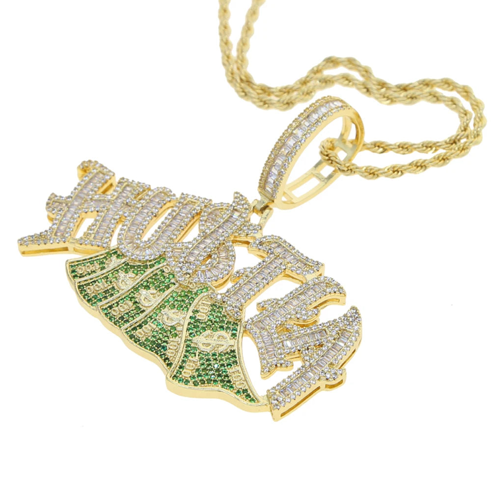 fashion man Pendant Necklace, Gold Plated Zircon