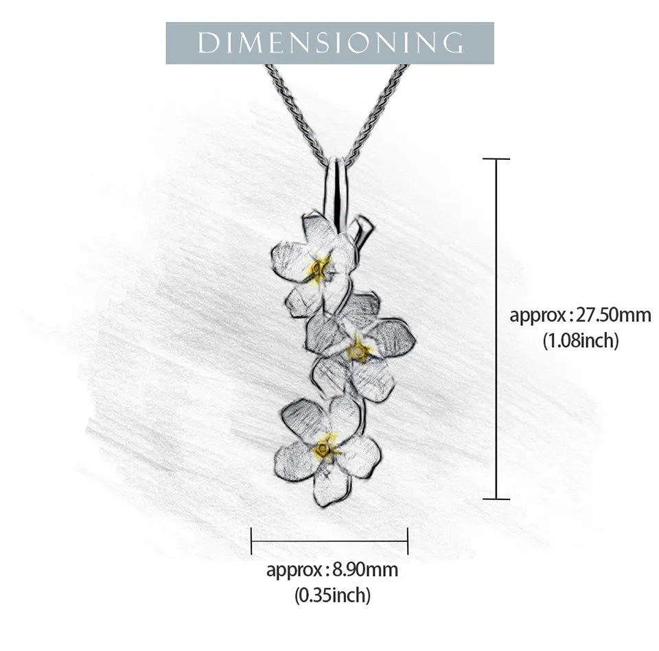 Flower Pendant Necklace 925 Sterling Silver ,1.91g