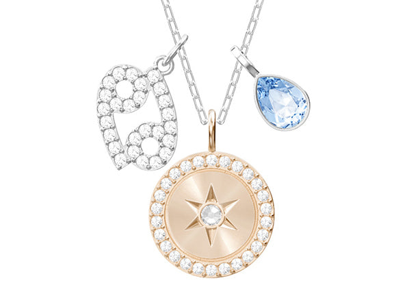 Swarovski Zodiac Pendant Cancer, Aqua, Rhodium Plating 5349215