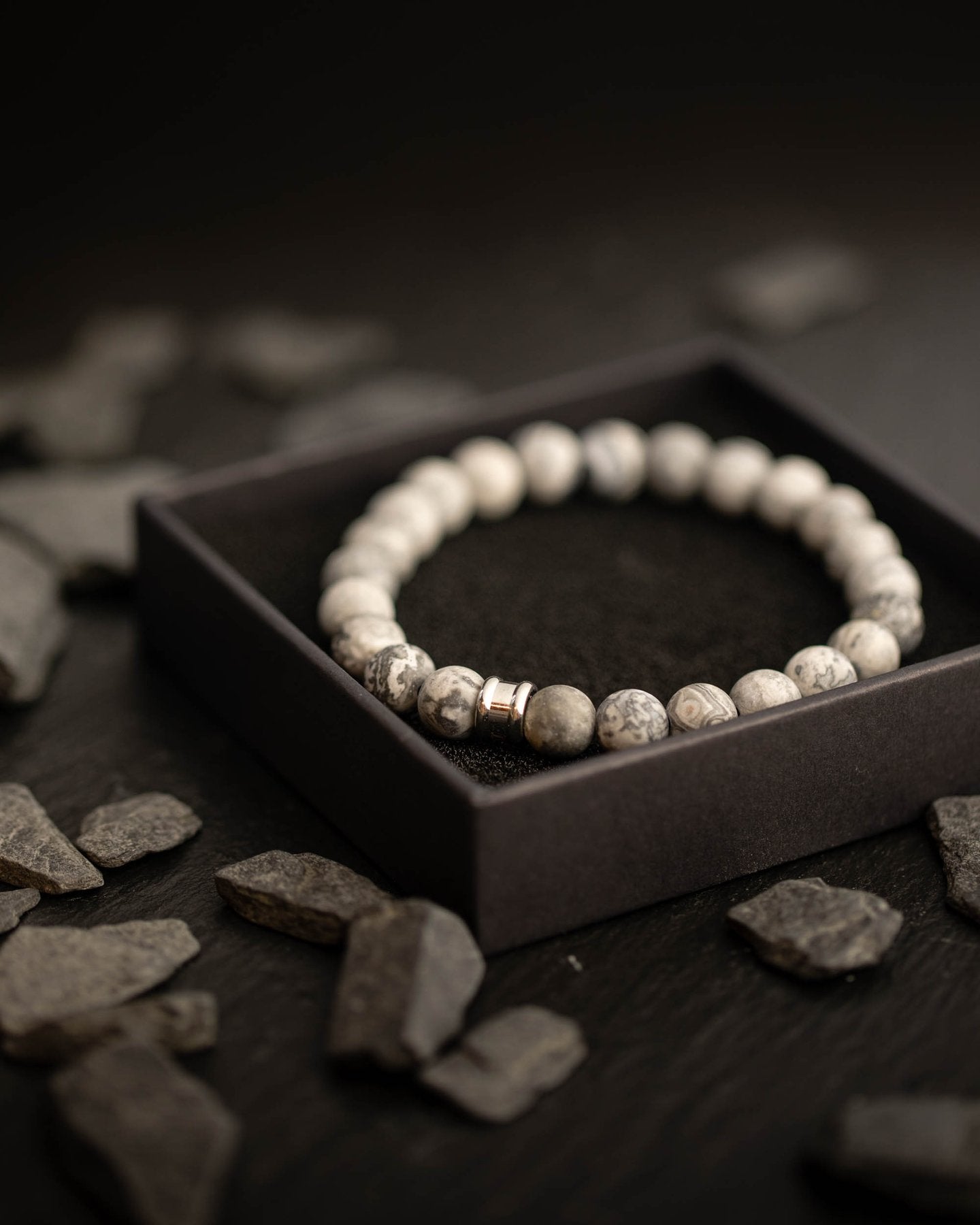 Gemini bracelet Alpha Jaspe Gris Mat - S 19 cm