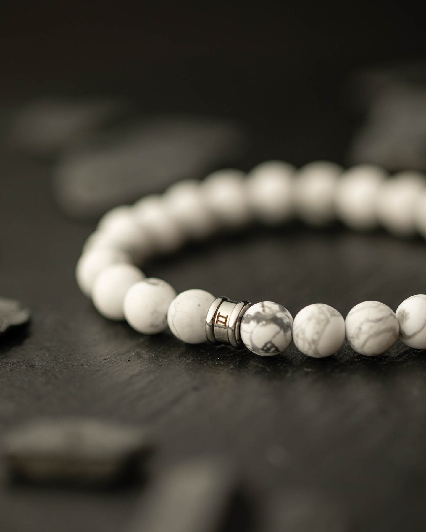 Gemini Bracelet Alpha Mat White Howlite - M 20cm - G12M