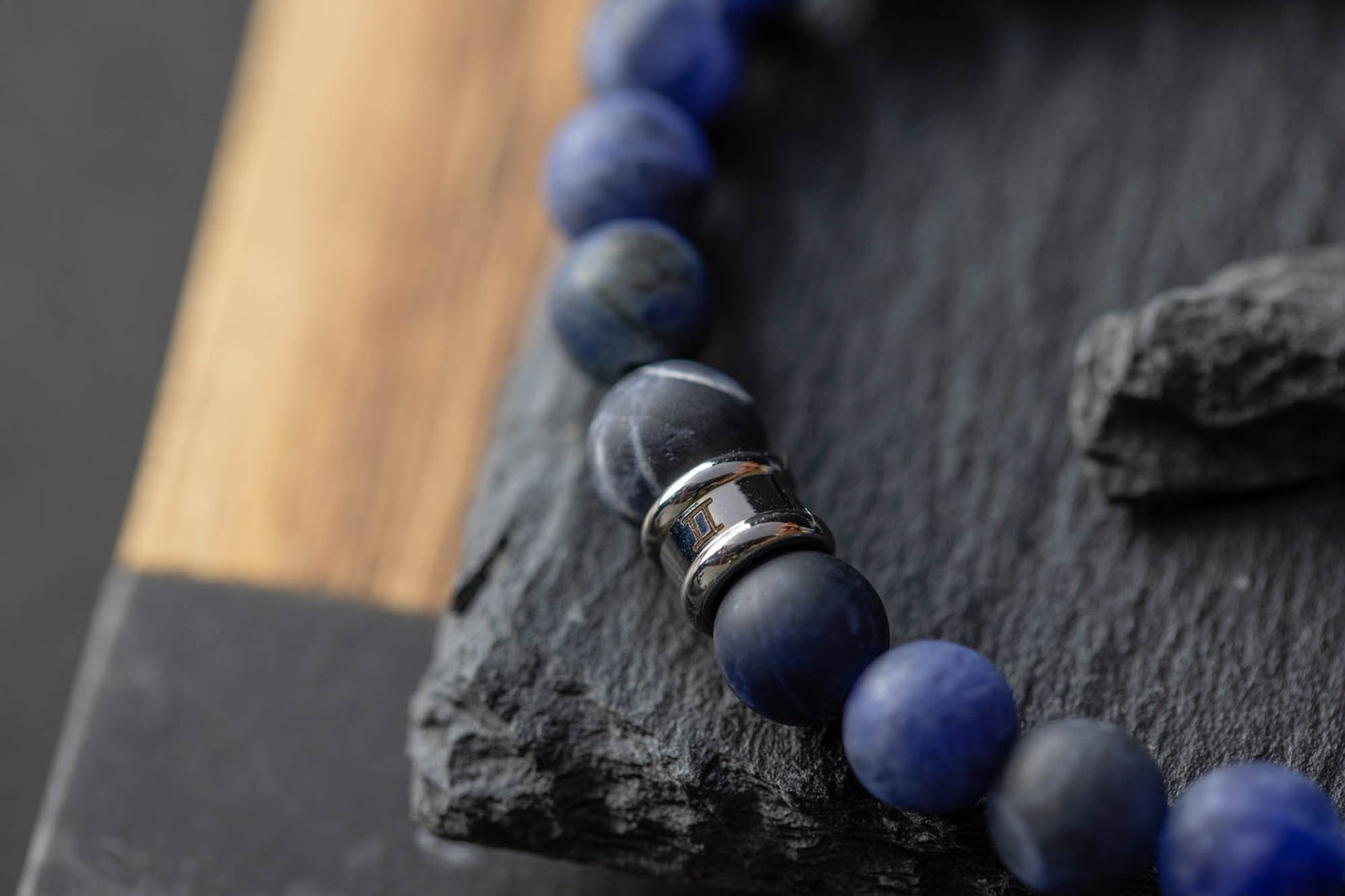 Gemini Bracelet Sodalite Alpha Bleu Mat - M 20 cm