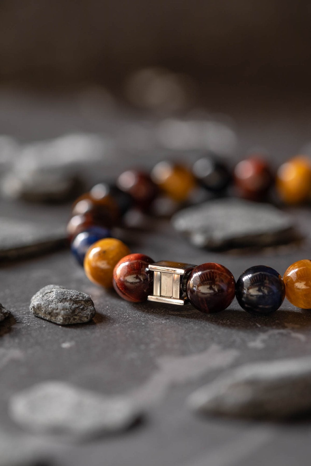 Gemini Bracelet de perles en œil-de-tigre 3 couleurs - S 19 cm