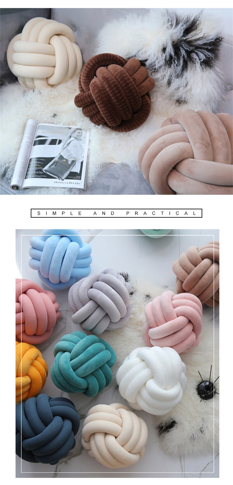 Hand Knot Cushion Sofa Handmade Knotted Ball