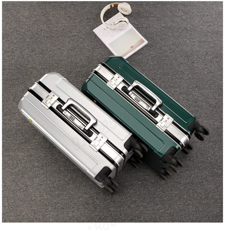 Popular Fashion Rolling Luggage 20" 22" 24" 26" Inch Brand Suitcase Men Aluminum Frame Travel Suitcase
