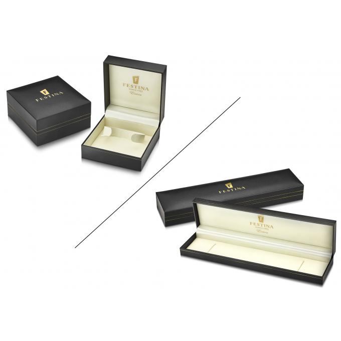 Montre Festina F20248/1 Montre Extra Acier Ronde Fond Argent Bracelet Cuir Noir pour homme