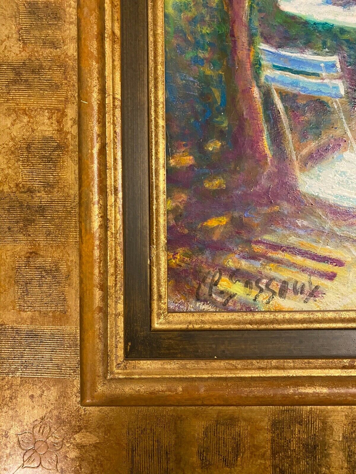 Claude Fossoux oil on canvas authentic painting and signed 76 cm X 88 cm