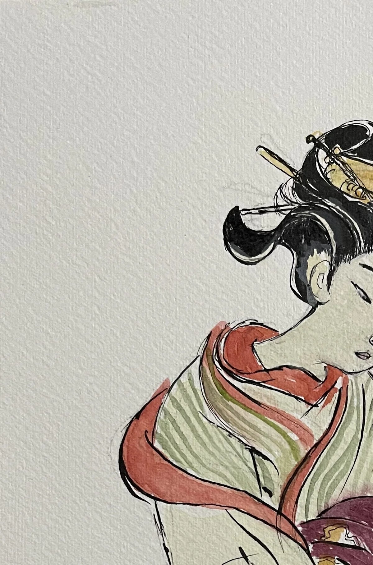 Calligraphed Silence Original watercolor painting