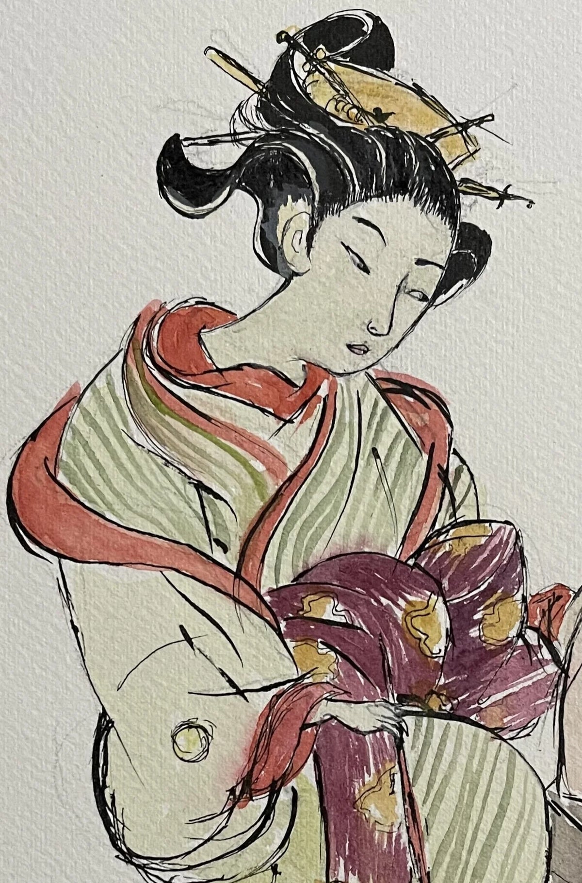 Calligraphed Silence Original watercolor painting