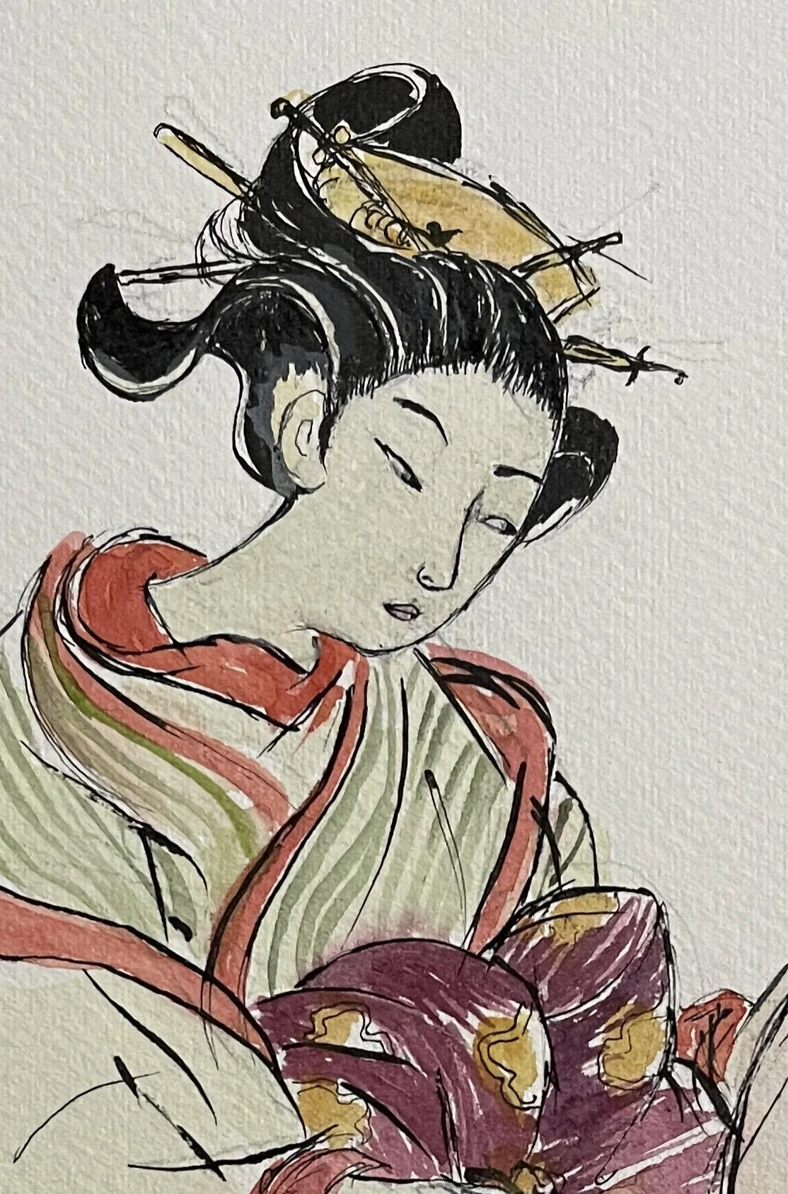 Calligraphed Silence Original watercolor painting