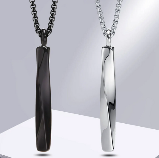 Stainless Steel Mobius Bar Pendant Necklaces for Men