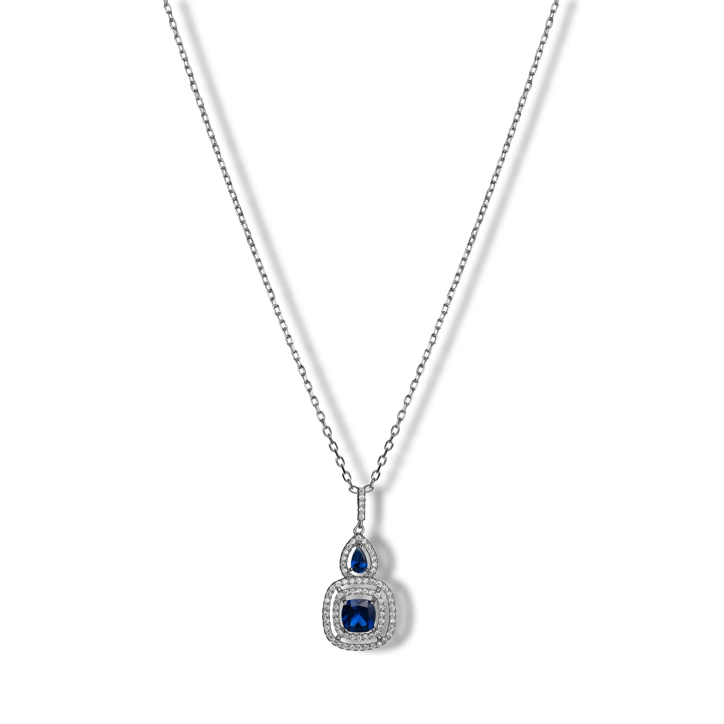 Clara Cloe Mia Necklace in 925 sterling silver with natural blue and white quartz