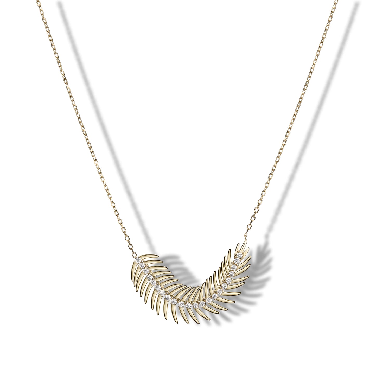 Clara Cloe Wings Necklace in 925 Sterling Silver, 18 kt Gold Plated with Natural White Zircons