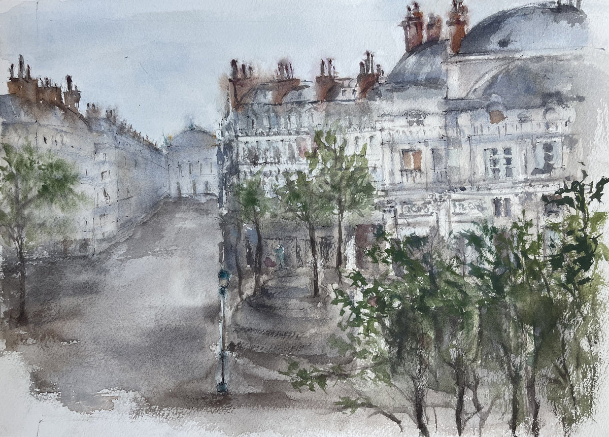 Morning Calm on Place Colette Original watercolor painting