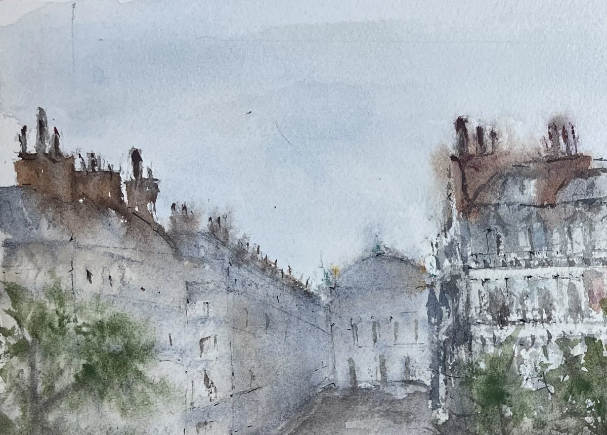 Morning Calm on Place Colette Original watercolor painting
