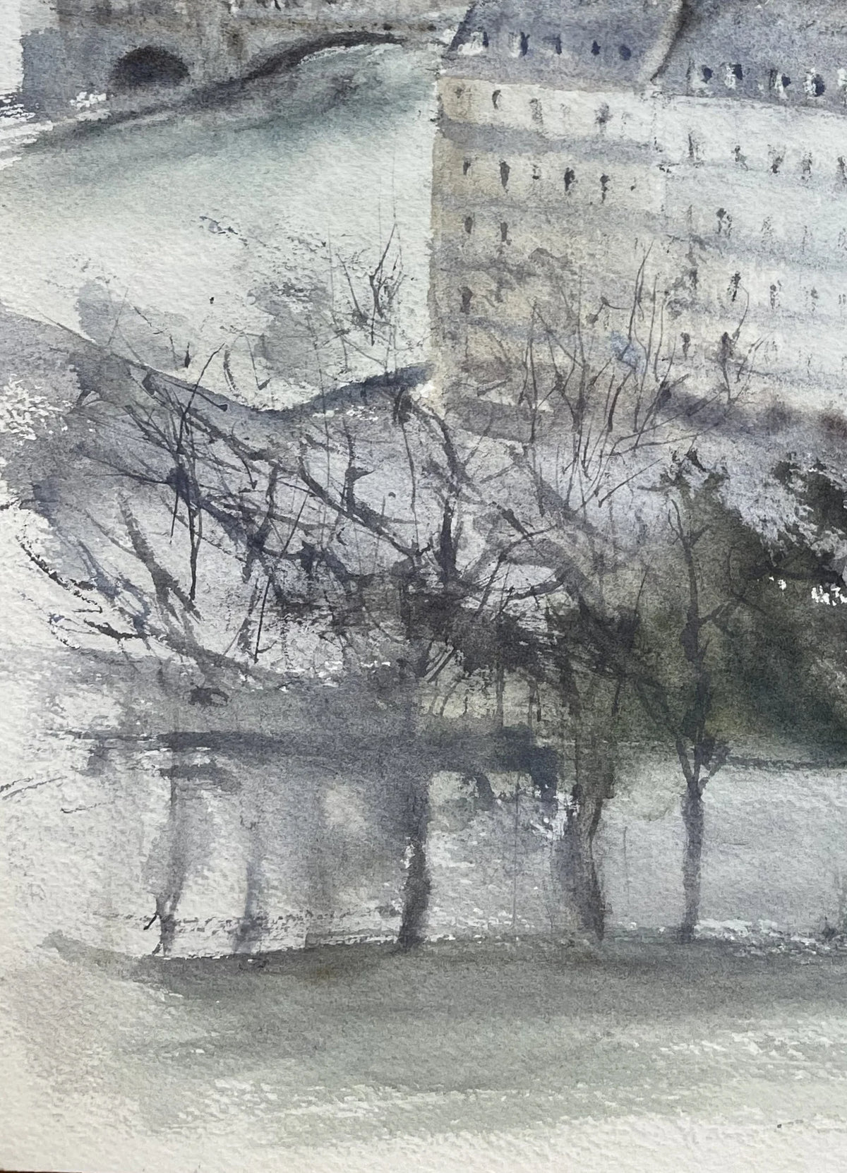 Paris Through the Mist – A View from Bonnie  Original watercolor painting