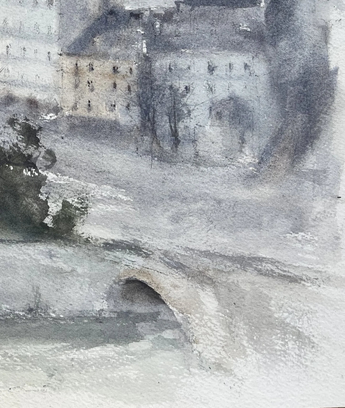 Paris Through the Mist – A View from Bonnie  Original watercolor painting