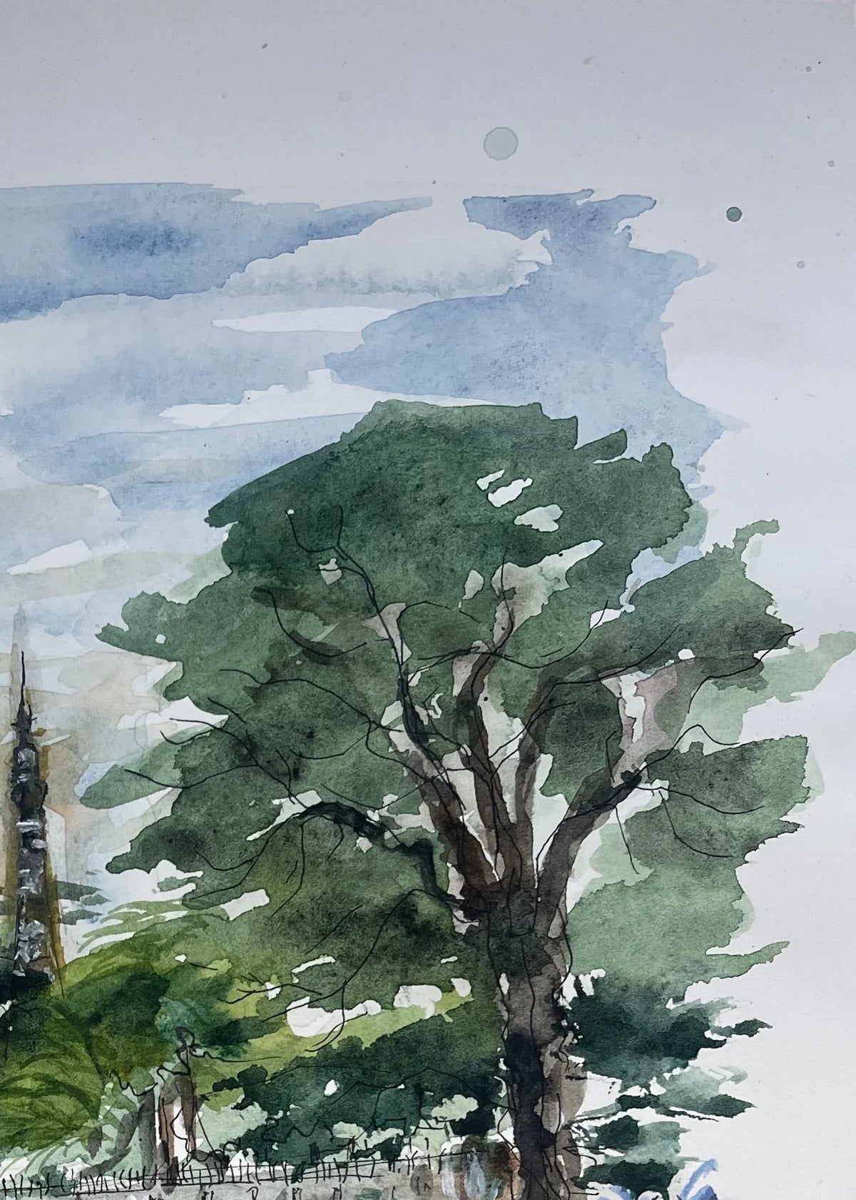 Paris in Bloom Original watercolor painting