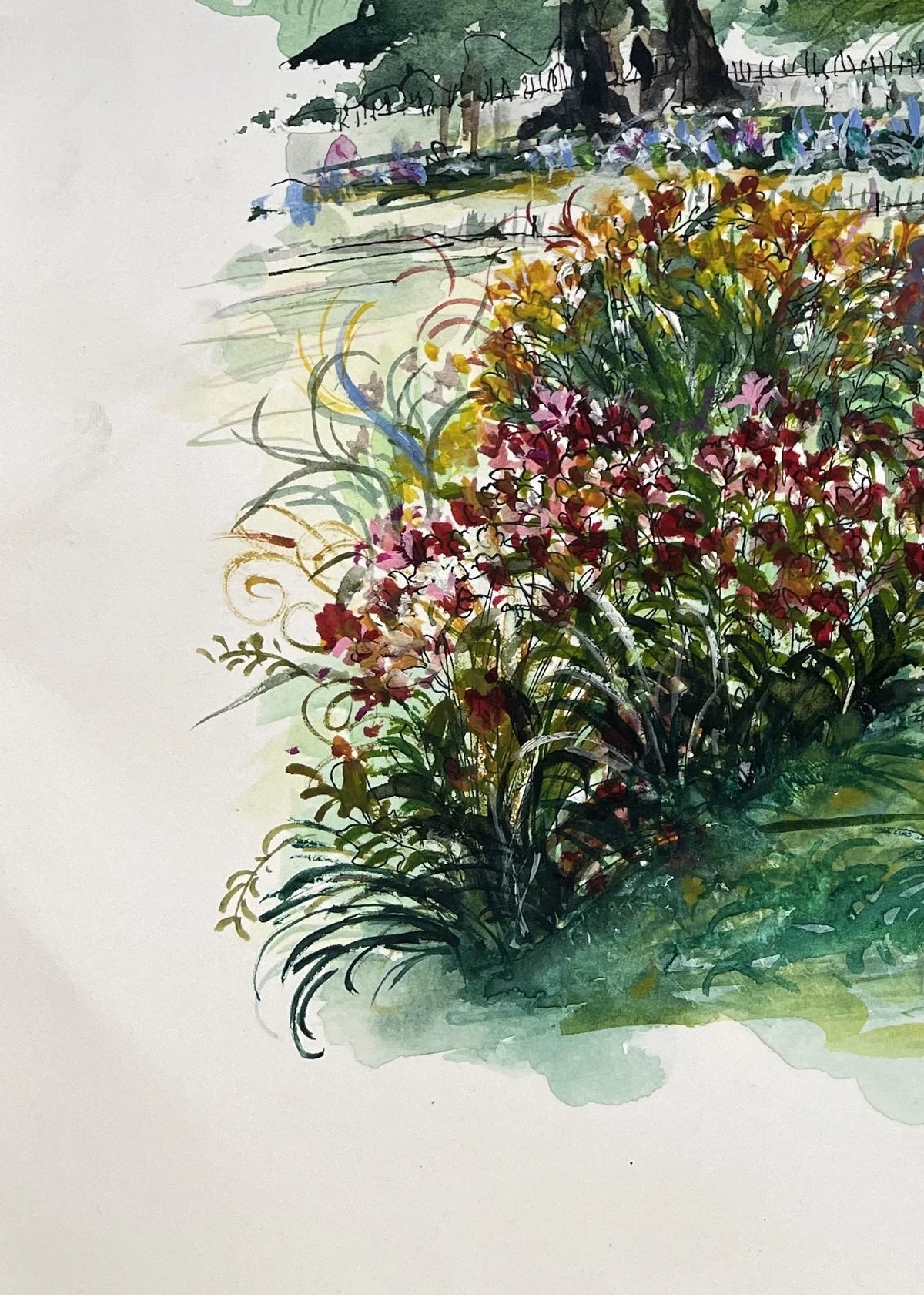 Paris in Bloom Original watercolor painting