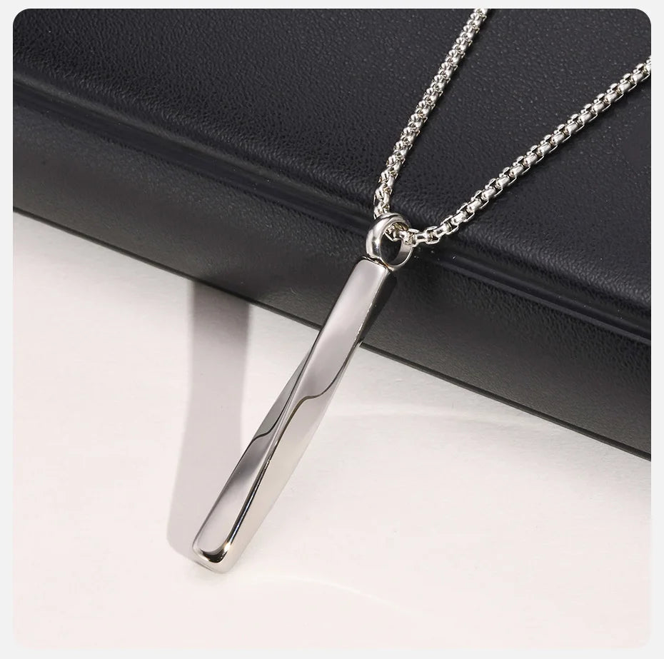 Stainless Steel Mobius Bar Pendant Necklaces for Men