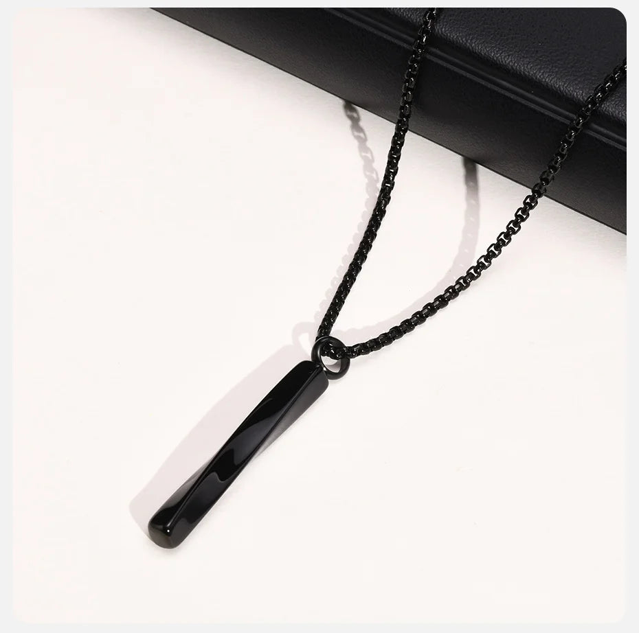 Stainless Steel Mobius Bar Pendant Necklaces for Men