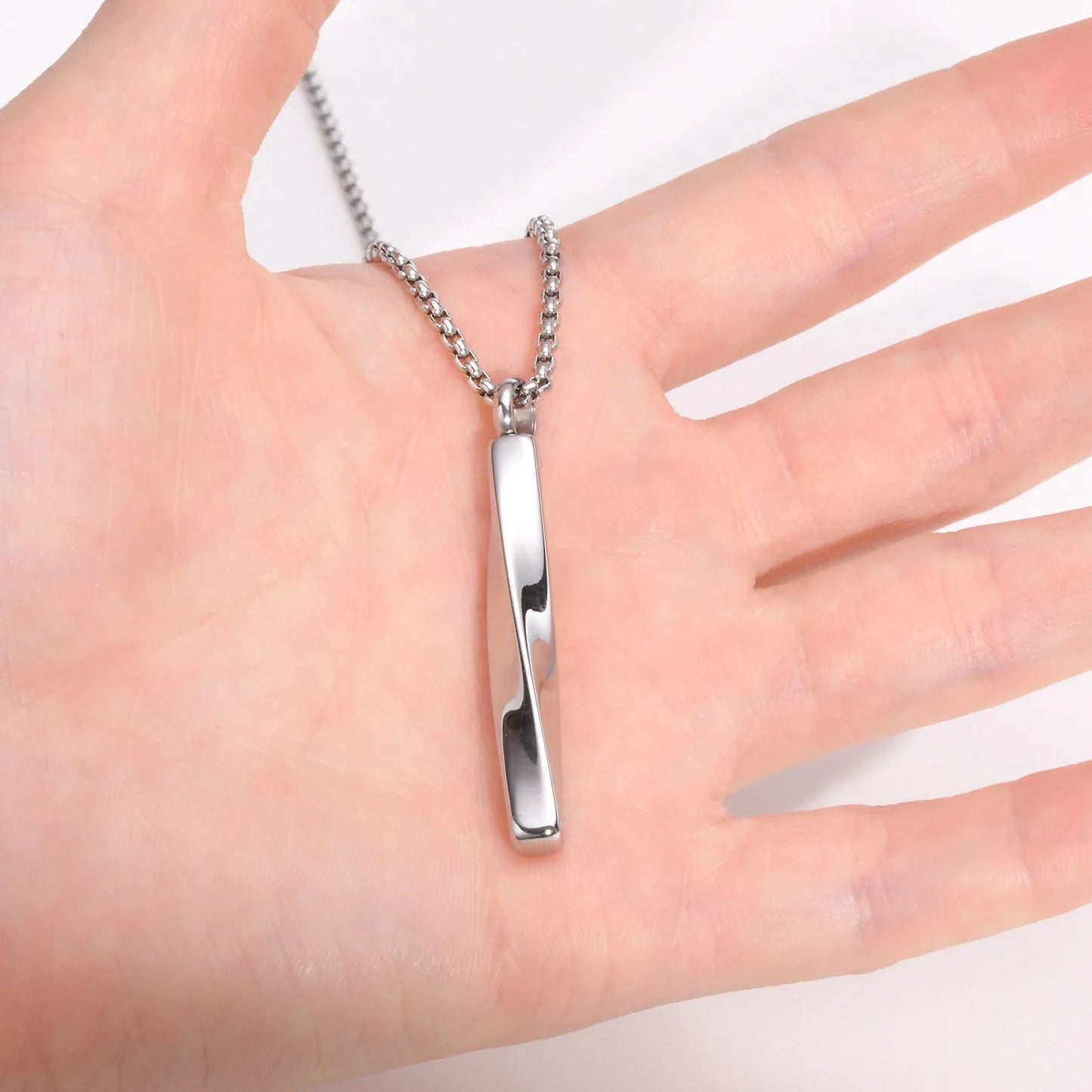 Stainless Steel Mobius Bar Pendant Necklaces for Men