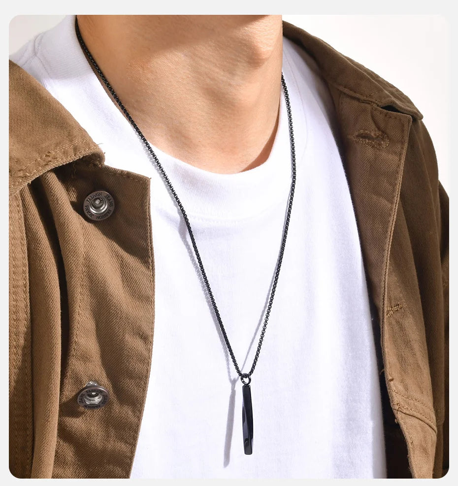 Stainless Steel Mobius Bar Pendant Necklaces for Men