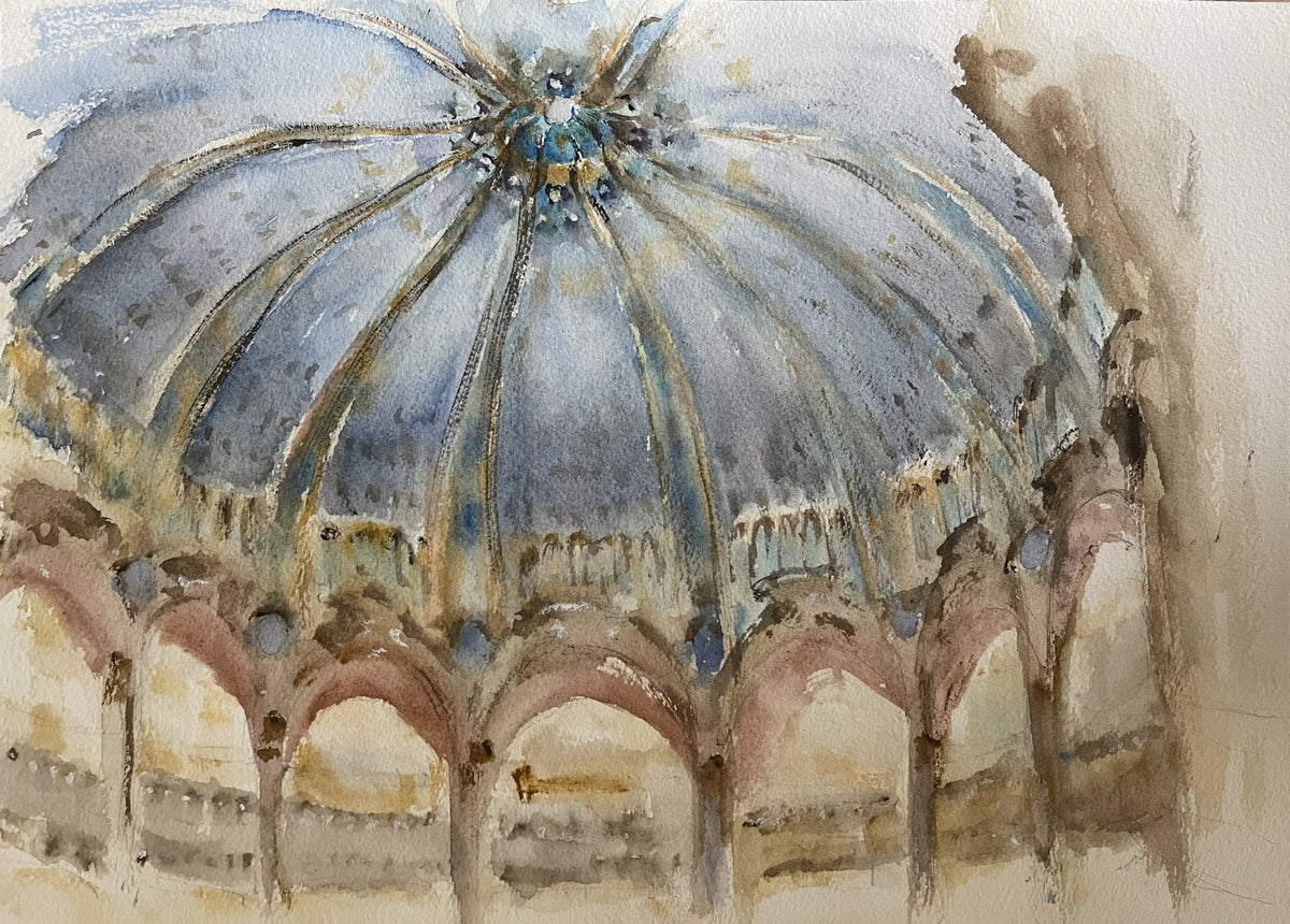 The Galeries Lafayette Dome Original watercolor painting