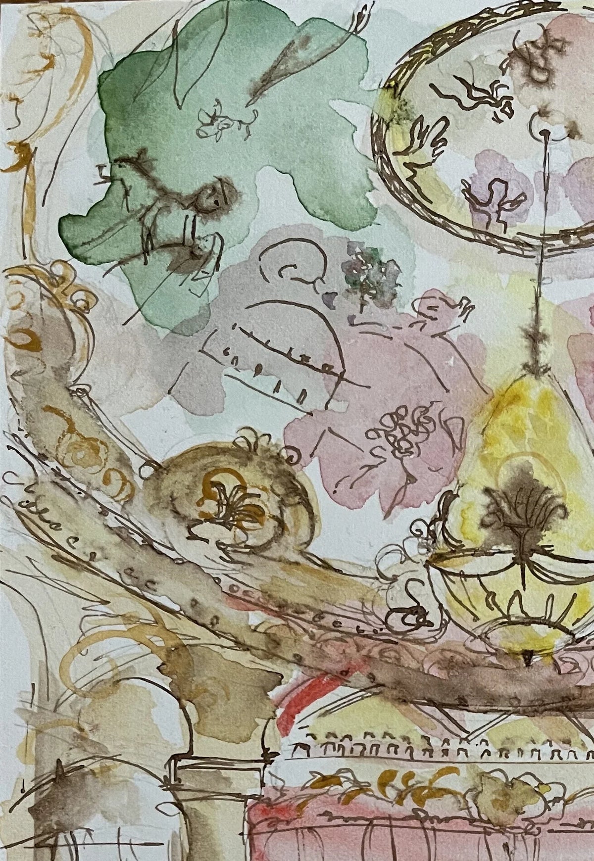 Whispers of the Palais Garnier Original watercolor painting