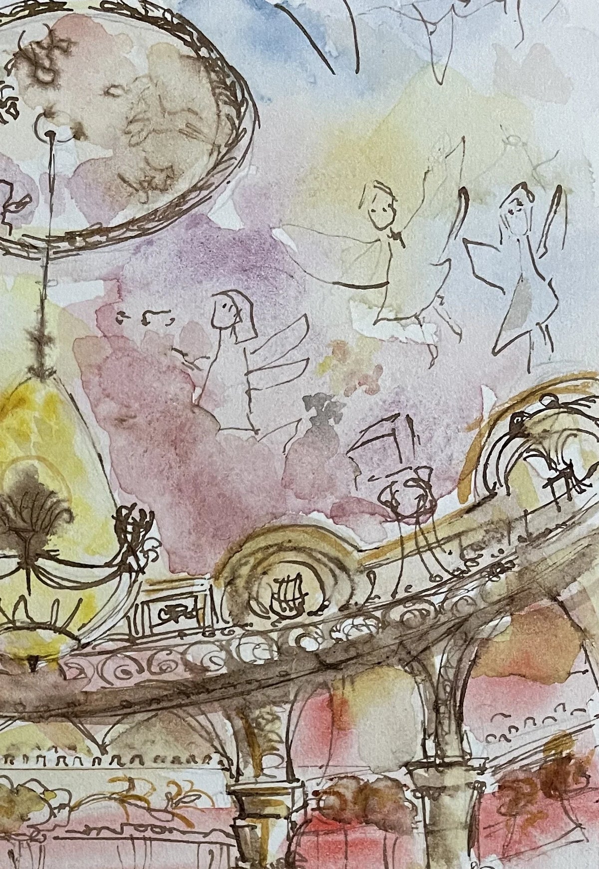 Whispers of the Palais Garnier Original watercolor painting