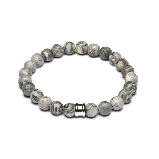 Gemini bracelet Alpha Jaspe Gris Mat - S 19 cm