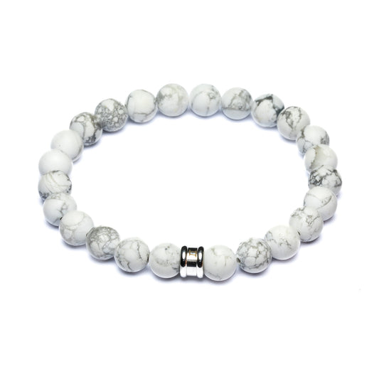 Gemini Bracelet Alpha Mat White Howlite - M 20cm - G12M