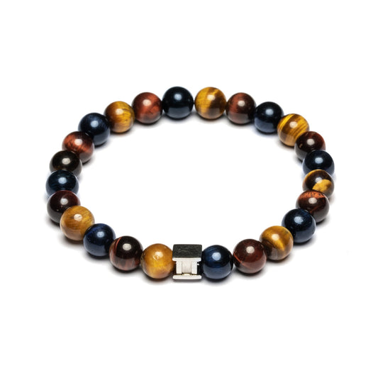 Gemini Bracelet de perles en œil-de-tigre 3 couleurs - S 19 cm