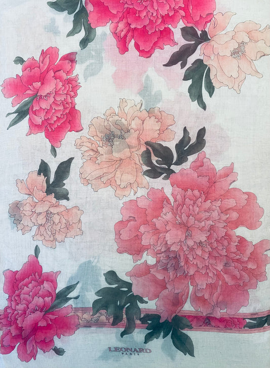 Leonard Paris 100% silk scarf Rose 70X180cm authentic, new