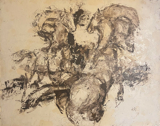 Hiri 7_77 authentic painting, Chevaux, Horse, 92cmX73cm, no frame